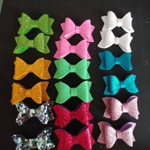 9 sets 2.5" pig tail bows